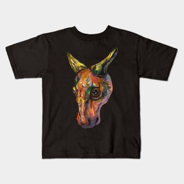 Watercolor cow head Kids T-Shirt by deadblackpony